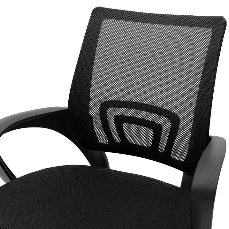 Sedia da ufficio girevole in tessuto con ruote e struttura nera Mesh