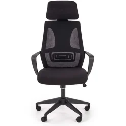 Sedia da ufficio regolabile con ruote in tessuto nero Clay