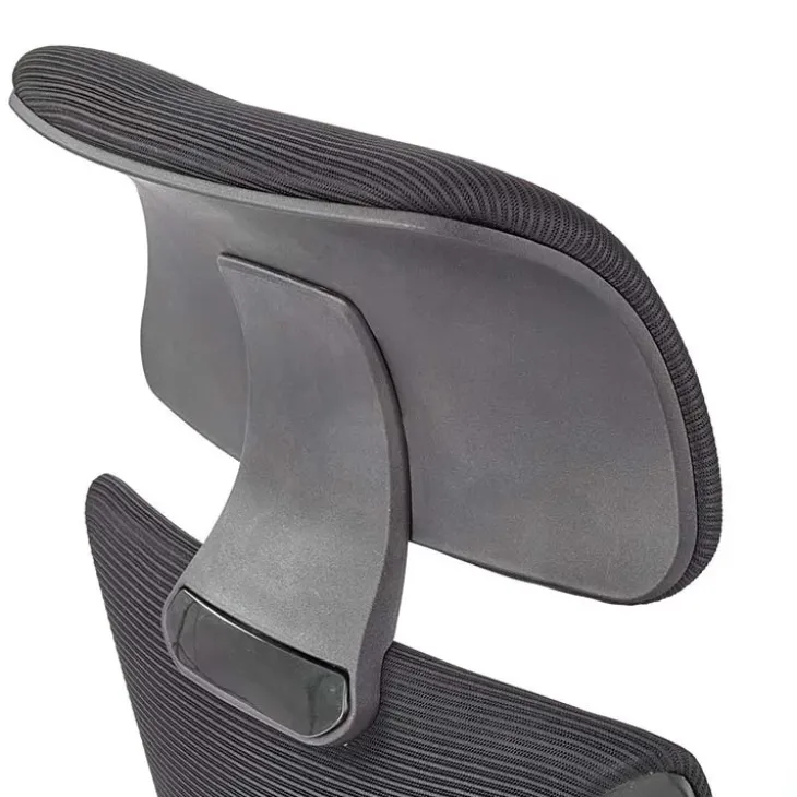 Sedia da ufficio regolabile con ruote in tessuto nero Clay
