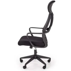 Sedia da ufficio regolabile con ruote in tessuto nero Clay