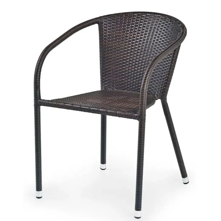 Sedia esterno giardino in rattan marrone acciaio cromato Cubby