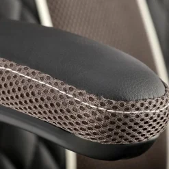 Sedia gaming con ruote e braccioli da ufficio in ecopelle e tessuto nero marrone Victor