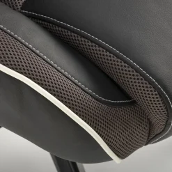 Sedia gaming con ruote e braccioli da ufficio in ecopelle e tessuto nero marrone Victor