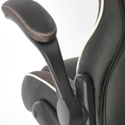 Sedia gaming con ruote e braccioli da ufficio in ecopelle e tessuto nero marrone Victor