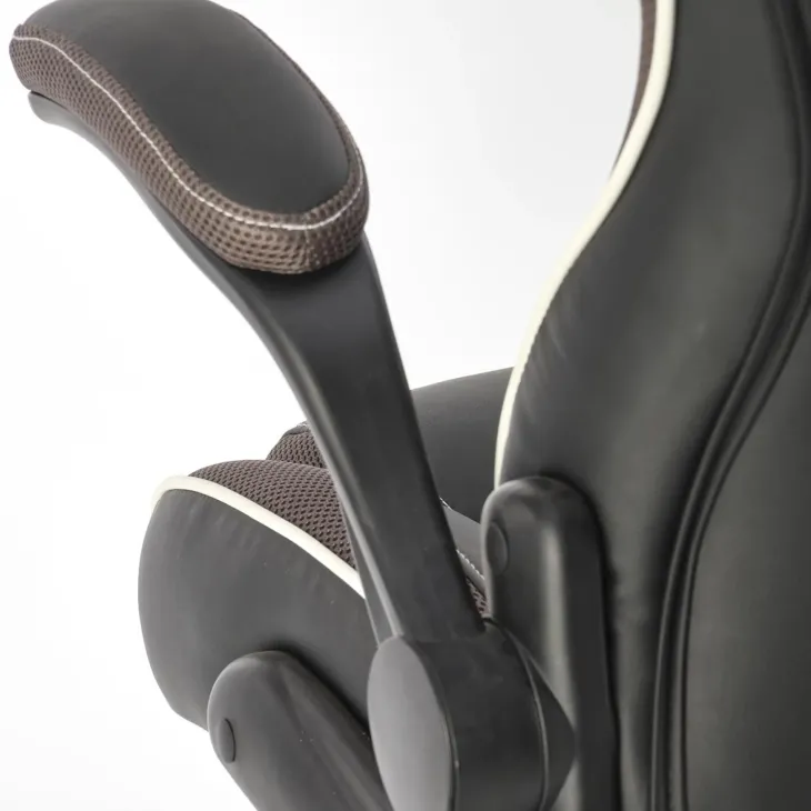 Sedia gaming con ruote e braccioli da ufficio in ecopelle e tessuto nero marrone Victor