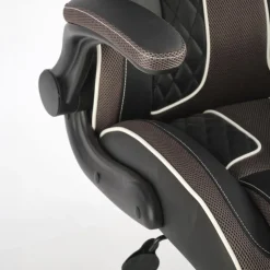 Sedia gaming con ruote e braccioli da ufficio in ecopelle e tessuto nero marrone Victor