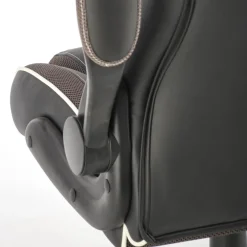 Sedia gaming con ruote e braccioli da ufficio in ecopelle e tessuto nero marrone Victor