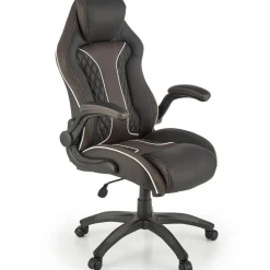 Sedia gaming con ruote e braccioli da ufficio in ecopelle e tessuto nero marrone Victor