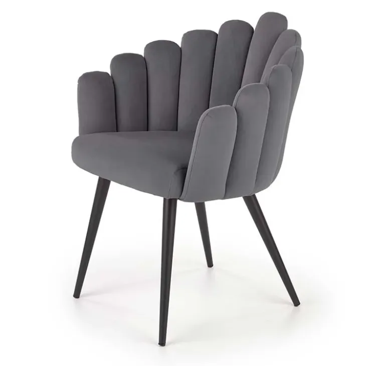 Sedia imbottita design moderno in velluto grigio Alessia
