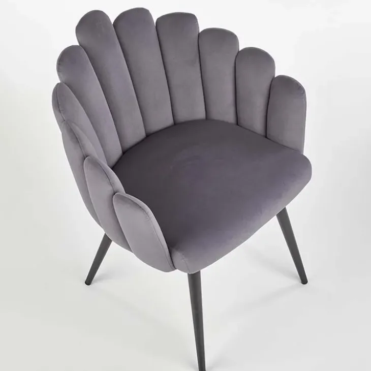 Sedia imbottita design moderno in velluto grigio Alessia