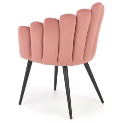 Sedia imbottita design moderno in velluto rosa Alessia