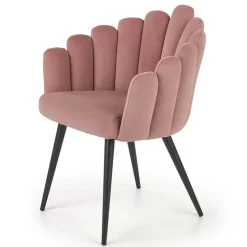 Sedia imbottita design moderno in velluto rosa Alessia
