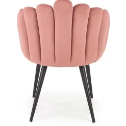Sedia imbottita design moderno in velluto rosa Alessia