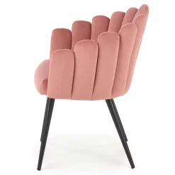 Sedia imbottita design moderno in velluto rosa Alessia