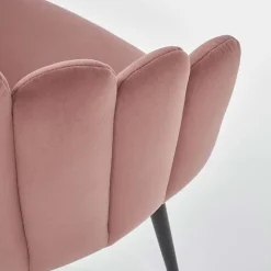 Sedia imbottita design moderno in velluto rosa Alessia