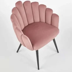 Sedia imbottita design moderno in velluto rosa Alessia