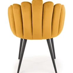 Sedia imbottita design moderno in velluto giallo senape Alessia