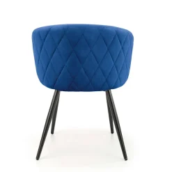 Sedia imbottita in tessuto blu acciaio nero Amiata
