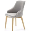 Sedia imbottita in tessuto grigio chiaro rovere miele Belen