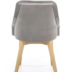 Sedia imbottita in tessuto grigio chiaro rovere miele Belen