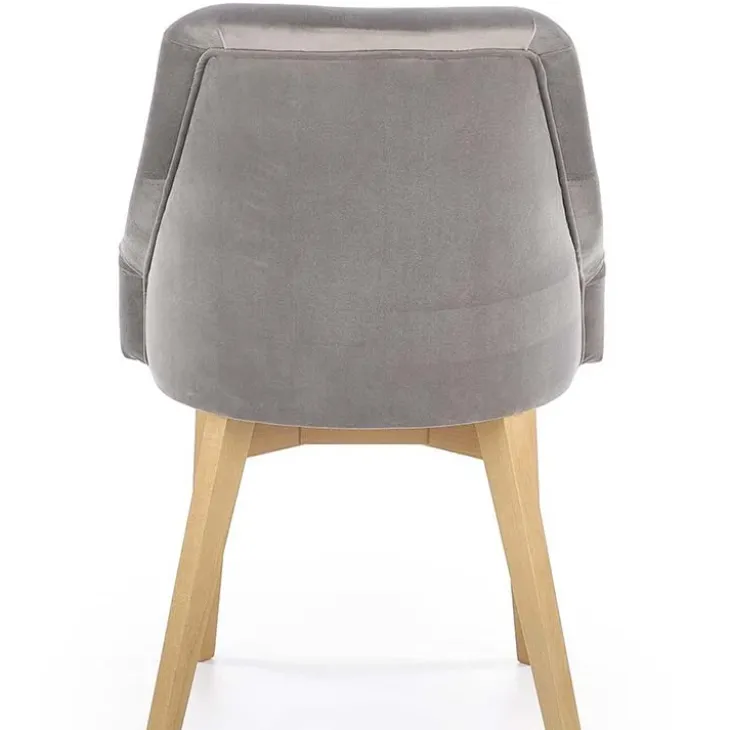 Sedia imbottita in tessuto grigio chiaro rovere miele Belen