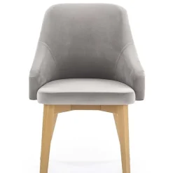 Sedia imbottita in tessuto grigio chiaro rovere miele Belen