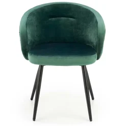 Sedia imbottita in tessuto verde scuro acciaio nero Amiata