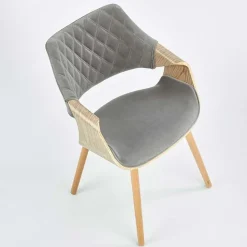 Sedia imbottita in velluto grigio rovere Britta