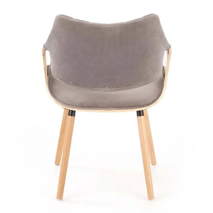 Sedia imbottita in velluto grigio rovere Britta