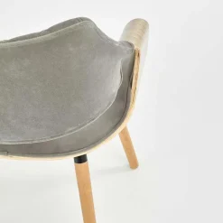 Sedia imbottita in velluto grigio rovere Britta