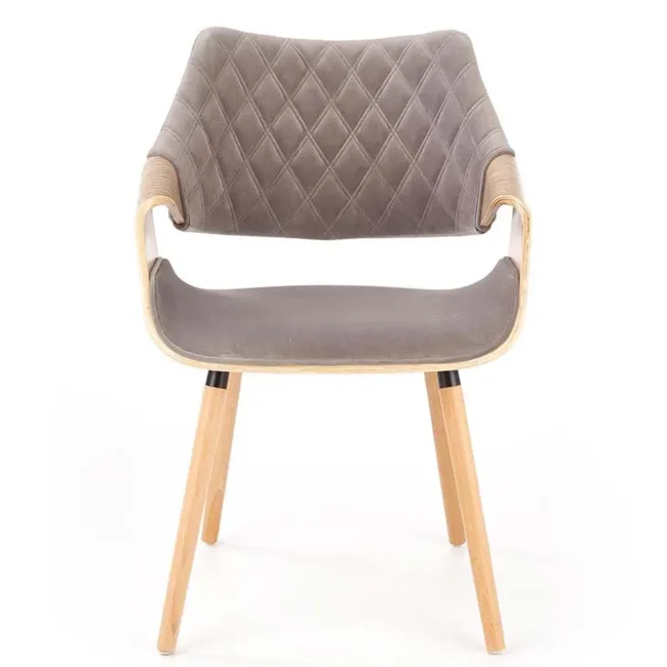 Sedia imbottita in velluto grigio rovere Britta