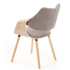 Sedia imbottita in velluto grigio rovere Britta