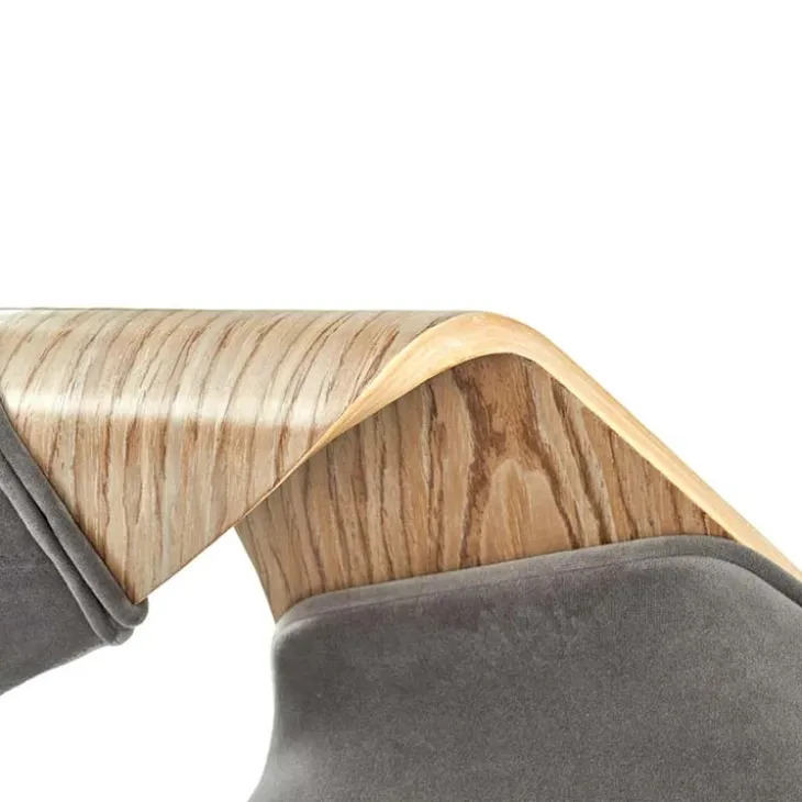 Sedia imbottita in velluto grigio rovere Britta