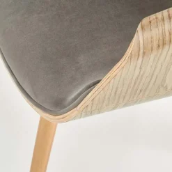 Sedia imbottita in velluto grigio rovere Britta