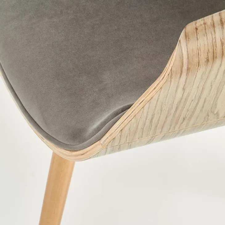Sedia imbottita in velluto grigio rovere Britta
