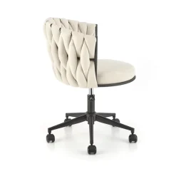 Sedia moderna con ruote regolabile in tessuto beige chiaro nero Monie