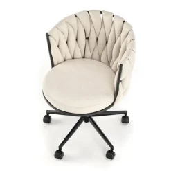 Sedia moderna con ruote regolabile in tessuto beige chiaro nero Monie