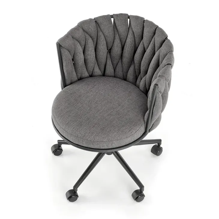 Sedia moderna con ruote regolabile in tessuto grigio nero Monie