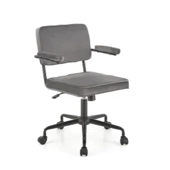 Sedia moderna girevole con braccioli in tessuto grigio Fuego