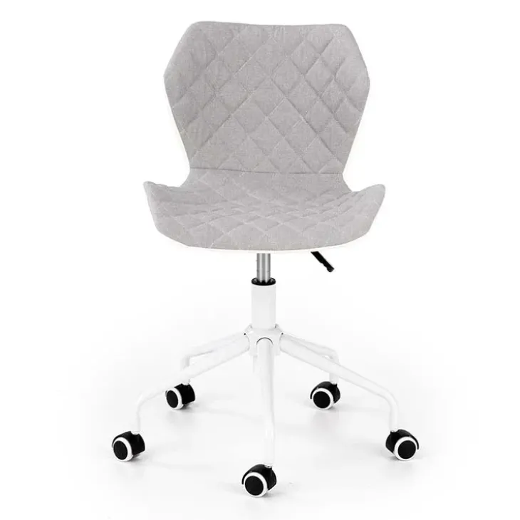 Sedia per scrivania ragazzi con ruote in tessuto ecopelle grigio bianco Bilbao