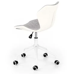Sedia per scrivania ragazzi con ruote in tessuto ecopelle grigio bianco Bilbao