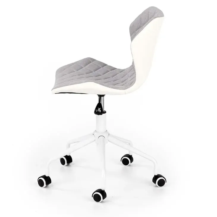 Sedia per scrivania ragazzi con ruote in tessuto ecopelle grigio bianco Bilbao