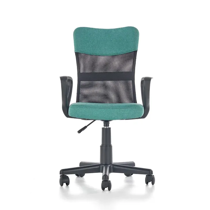 Sedia per scrivania ragazzi con ruote in tessuto grigio verde Rodry