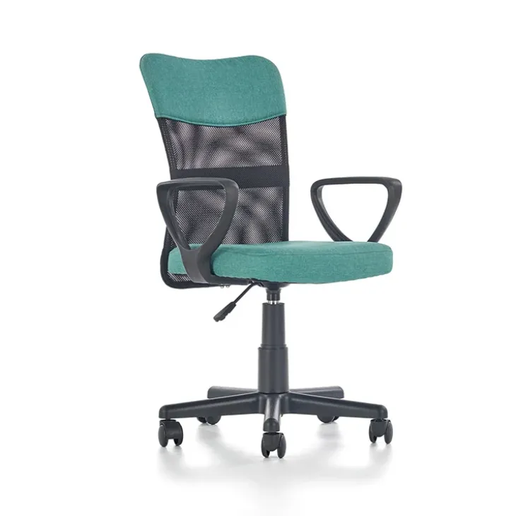 Sedia per scrivania ragazzi con ruote in tessuto grigio verde Rodry