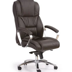 Sedia poltrona da ufficio con braccioli in pelle ecopelle marrone scuro Jasper