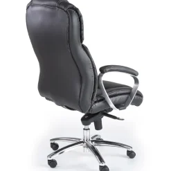 Sedia poltrona da ufficio con braccioli in pelle ecopelle nero Jasper