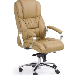 Sedia poltrona da ufficio con braccioli in pelle ecopelle marrone chiaro Jasper