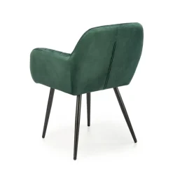 Sedia sala da pranzo con braccioli in tessuto velluto verde scuro Slash