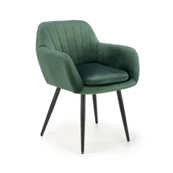 Sedia sala da pranzo con braccioli in tessuto velluto verde scuro Slash
