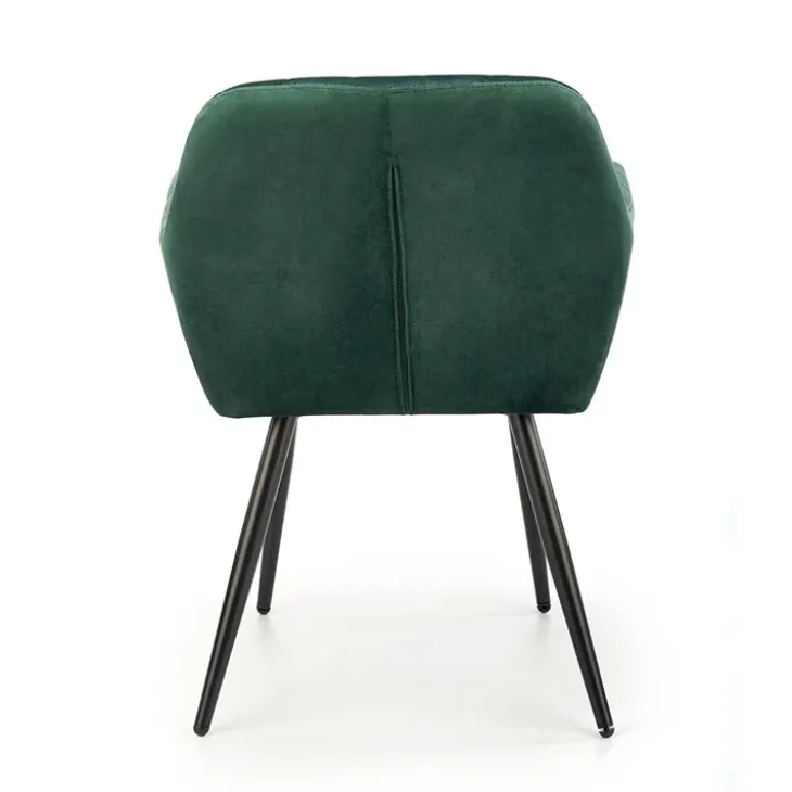 Sedia sala da pranzo con braccioli in tessuto velluto verde scuro Slash